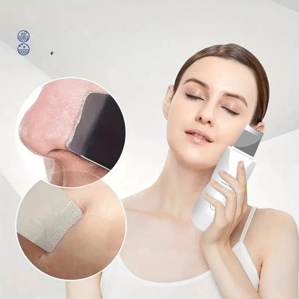 Skin Scraper Pore Vibration Cleaning Facial Deep Cleaning Machine Suitable for Female and Male Beauty Instruments White Gift