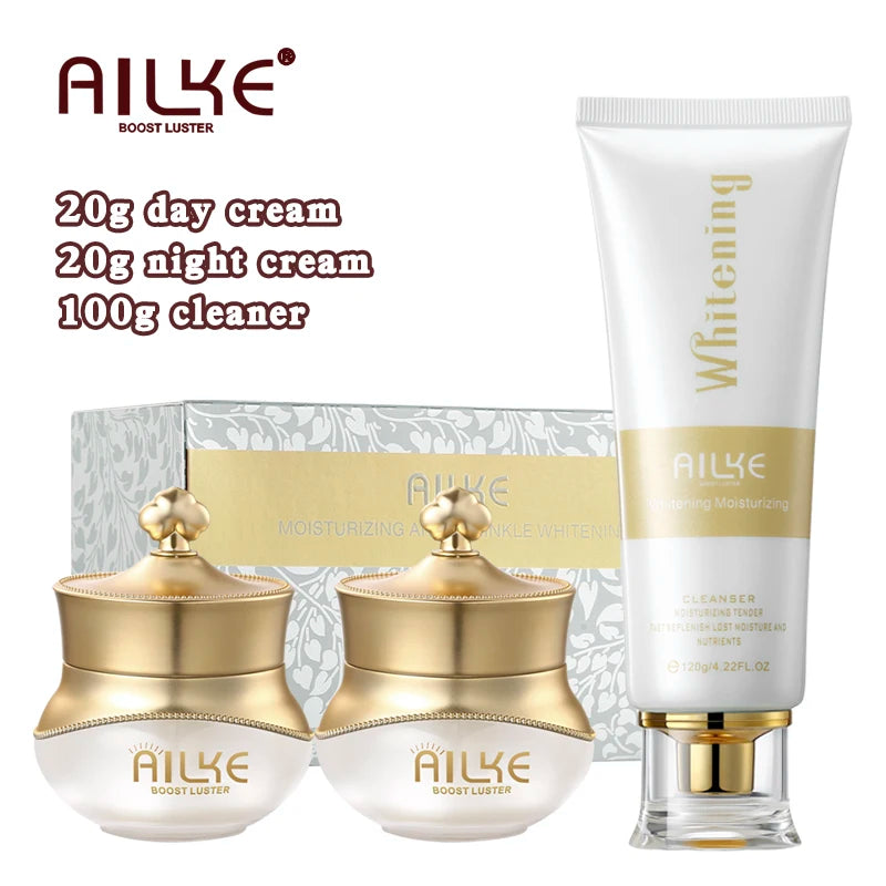 AILKE Lightening Face Care Set, Remove Spots, Stains, Clean Skin, Whitening Day And Night Beauty Facial Cream, For Men,Women
