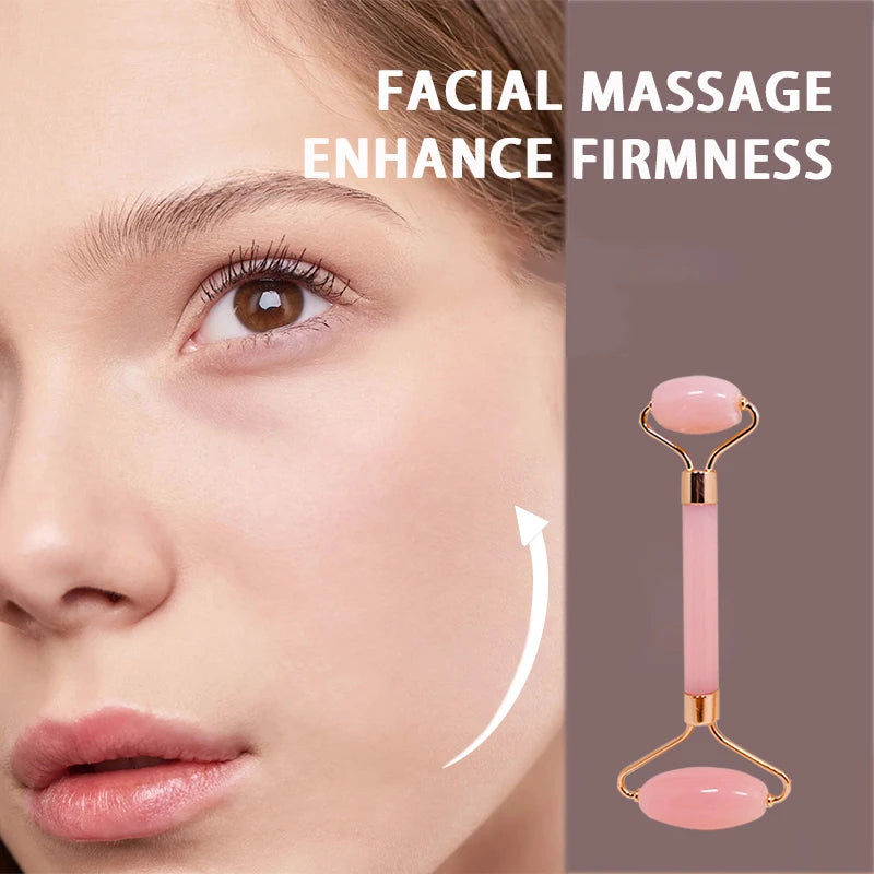 Facial Massager Double Head Roller Beauty Stick Heart Shaped Scraping Tablets Pink for Full Body Massage Tools Pink IW and Set