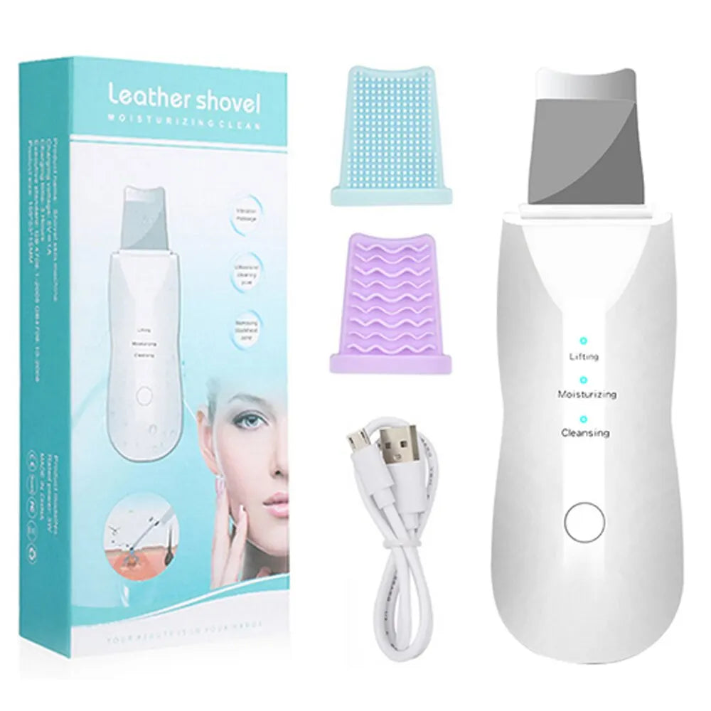 Skin Scraper Pore Vibration Cleaning Facial Deep Cleaning Machine Suitable for Female and Male Beauty Instruments White Gift